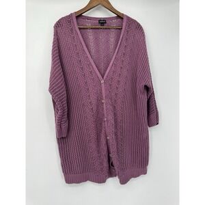 Torrid Purple Pointelle Open Knit Longline Cardigan Boho Cozy Cottagecore Boho 1